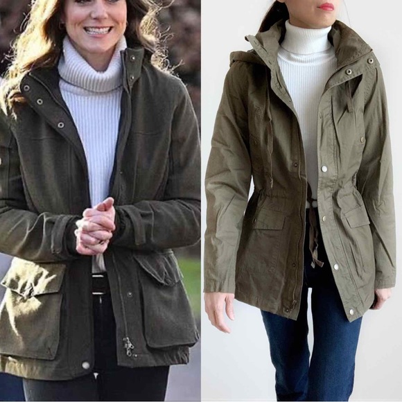 Olive Cargo Utility Jacket with Pockets and Drawstring Waist - Picture 2 of 9